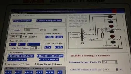 중국 전기 장비 고정확도 IEC60044 자동 전류 변압기 테스트 장비 휴대용 CT PT 분석기